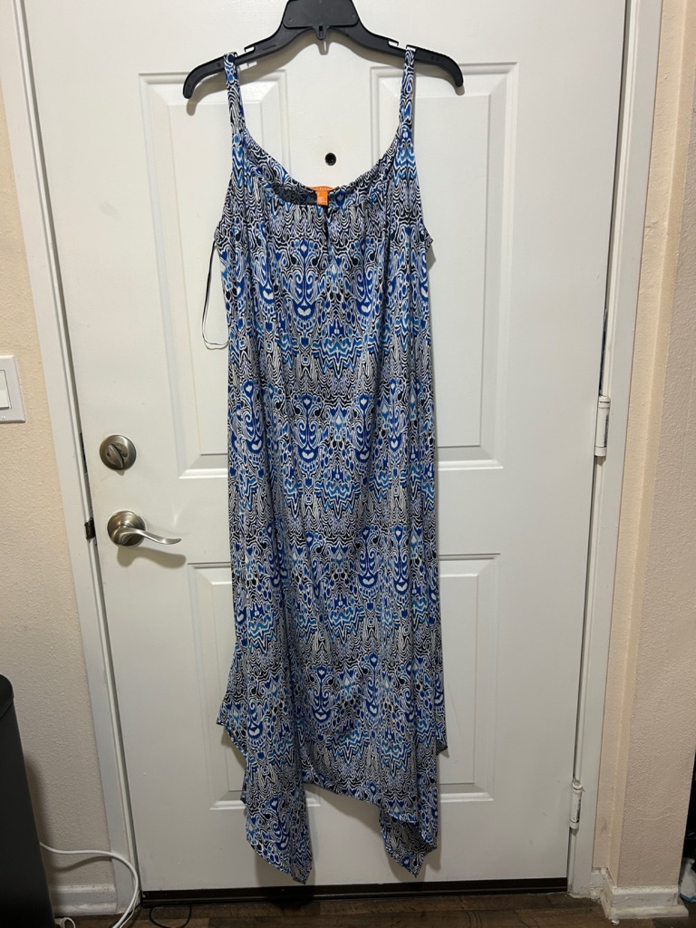 Parker Blue & White Printed Spaghetti-Strap Maxi Dress